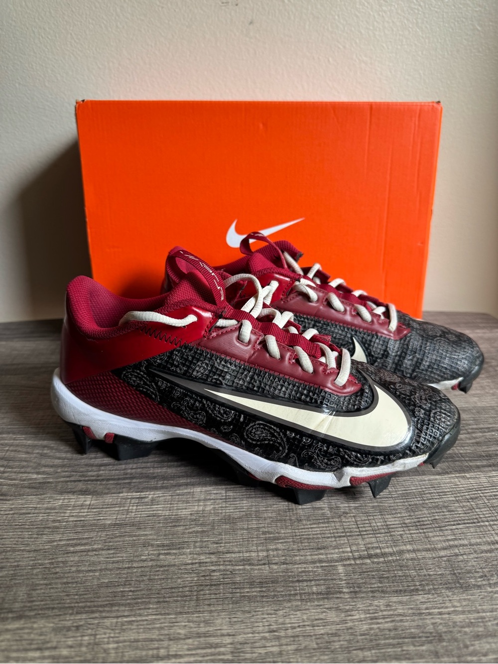Nike Kids Red and Black Football Cleats
